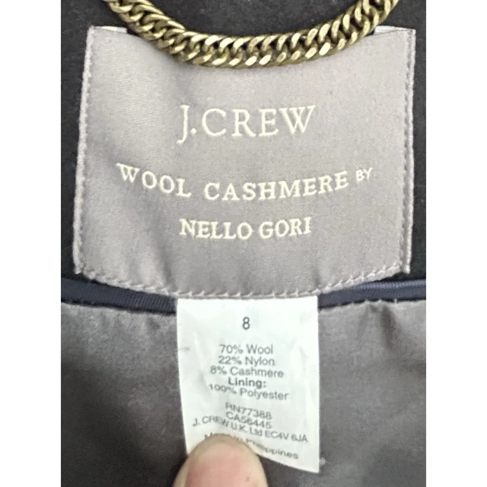 J.CREW Black Double-Breasted Long Coat Wool Cashmere Blend Collared Women 8 - Picture 2 of 7